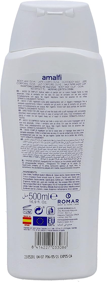 Amalfi Oliva Hip Body Milk Lotion 500ml (16.9fl-oz)